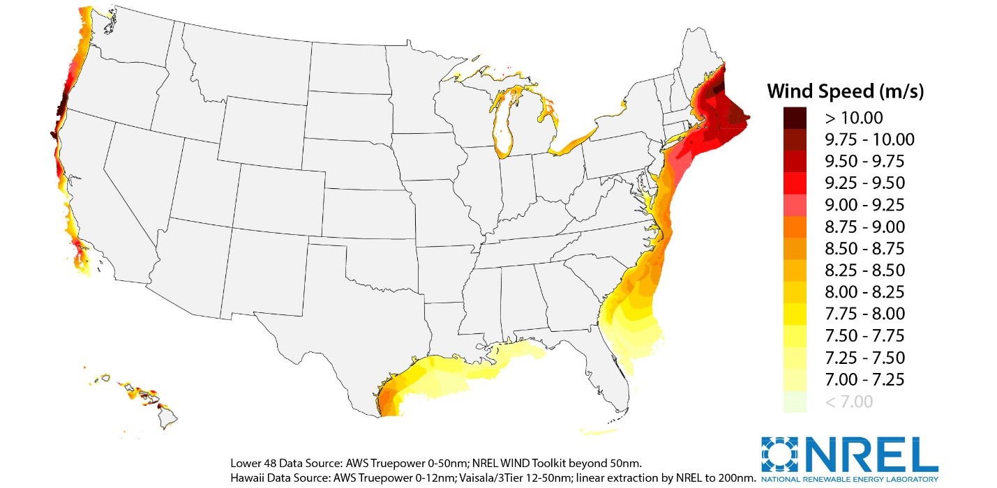 This shows offshore wind speeds at 100-meter heights as narrowed down for calculating the technical resource potential MAP 2.jpg
