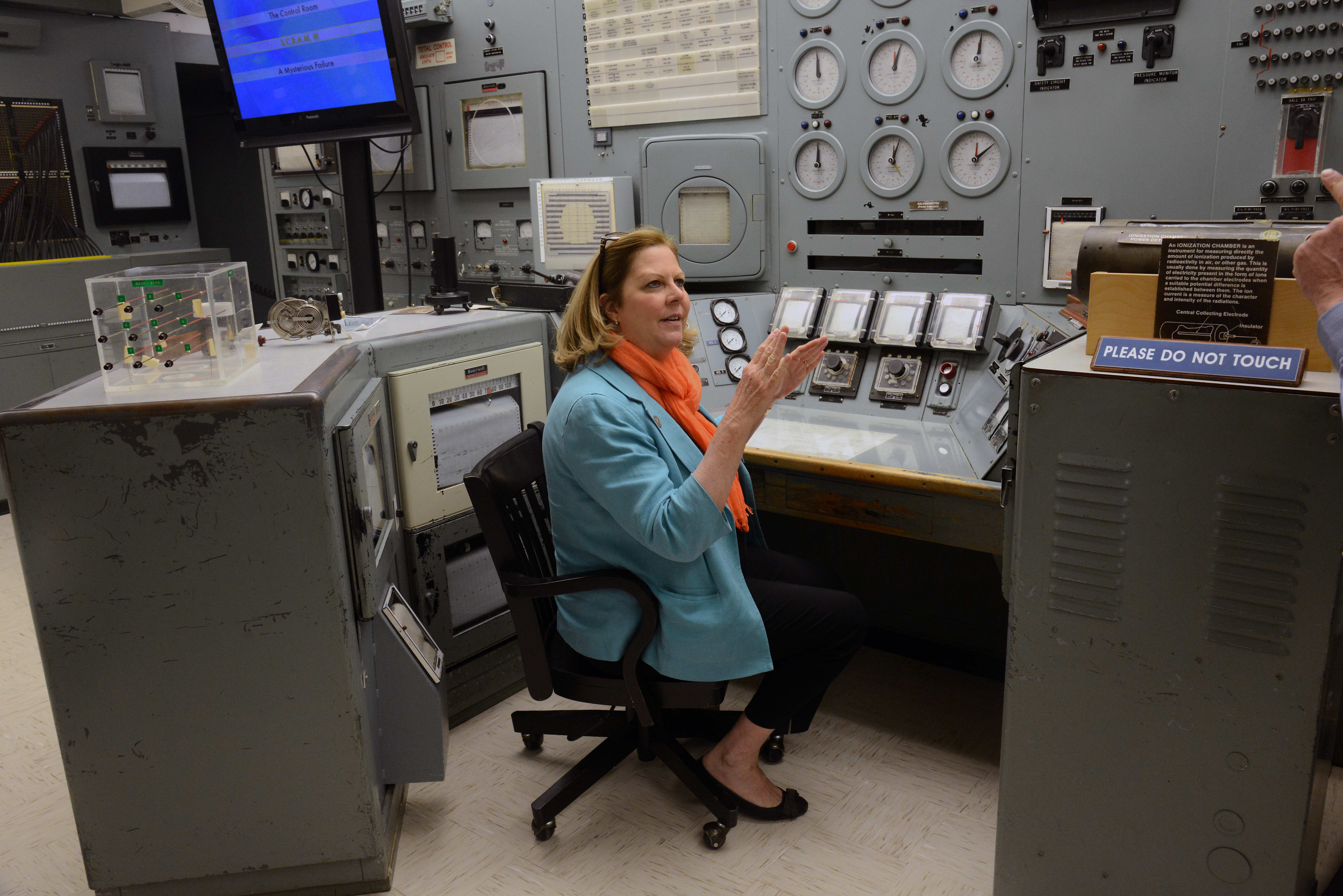 NPS Deputy Director Peggy O’Dell at the controls of the B Reactor NPS Deputy Director Peggy O’Dell at the controls of the B Reactor
