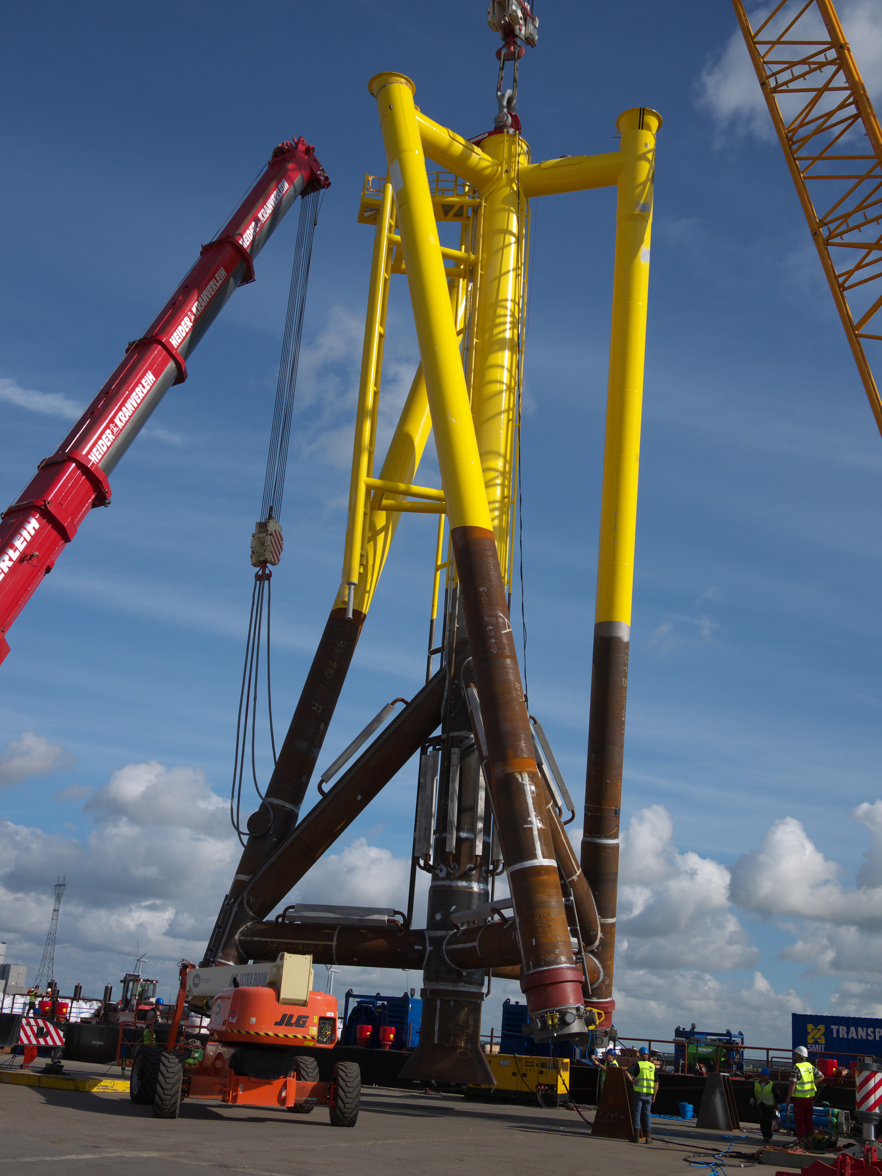 The 25-MW Atlantic City Windfarm will feature twisted jacket foundations that are easier to manufacture and install, helping to drive down the cost of offshore wind energy. <em>Photo by Zachary Finucane, Keystone Engineering</em> Photo of a twisted jacket foundation.