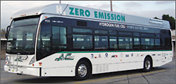 Photo of zero emission hydrogen fuel cell bus at AC Transit.