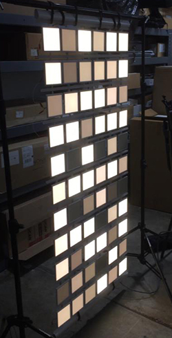 Individually addressable OLED panels in Acuity’s Canvis™ luminaire. Photo of an OLED luminaire.