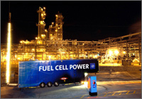 The first General Motors fuel cell trailer is in place at the Dow Chemical Company plant in Freeport, TX, helping to power one of the world's largest chemical plants. Photo courtesy of General Motors.