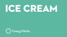 EnergyWorks ran this image as part of a website ad to appeal to homeowners during hot weather. An image bearing the words 'ICE CREAM' with the EnergyWorks logo at the bottom.