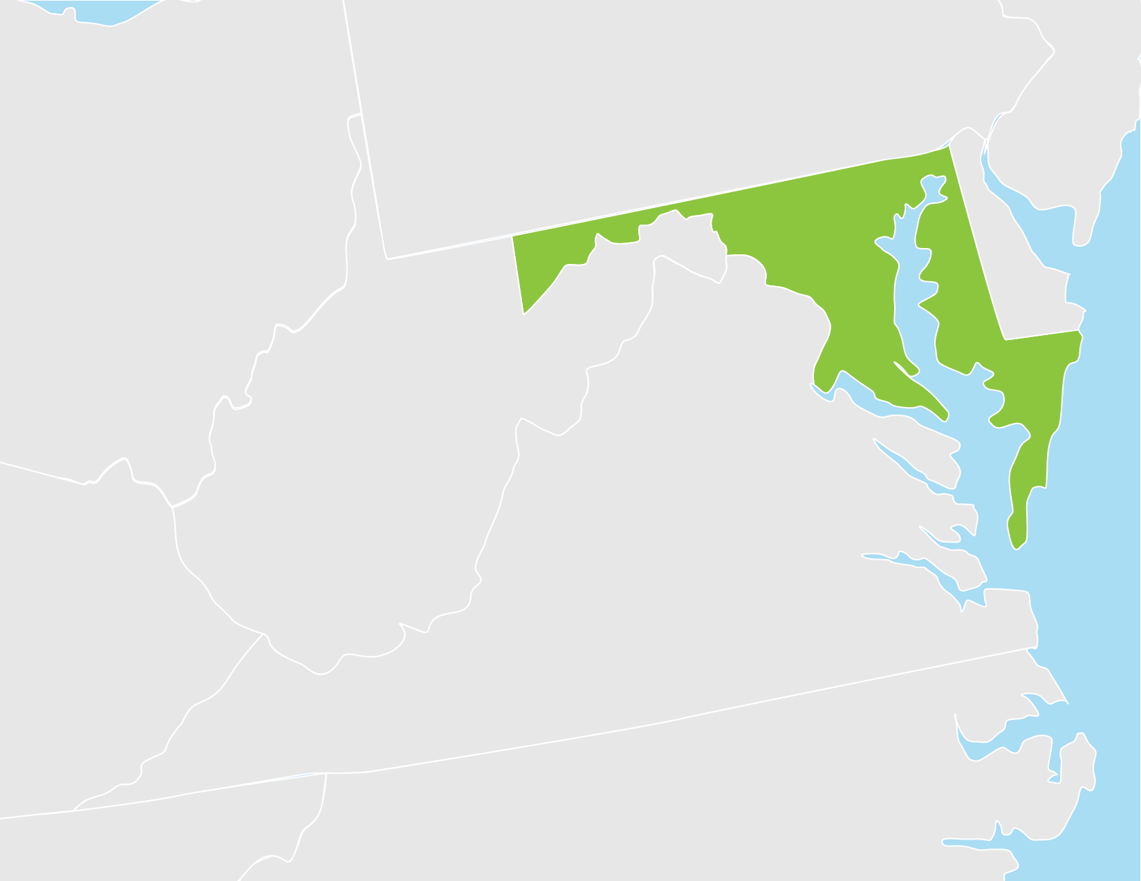 <em>Save Energy Now</em> for Maryland Industry engaged the state’s industrial community to provide exposure to technologies and operational practices that could be used to improve energy efficiency at industrial facilities. Map of mid-atlantic with Maryland highlighted