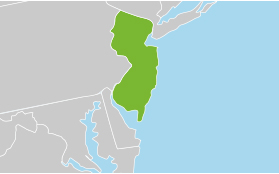 The New Jersey Industrial Energy Program utilized the state award from AMO to create a partnership that worked with local industrial companies and offered trainings in order to improve the performance of the industrial sector within the state. Map highlighting New Jersey