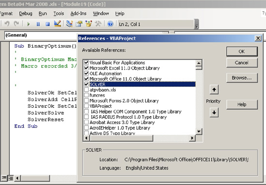 Figure 4. A screen shot of the GETEM Excel spreadsheet showing the Visual Basic editor.