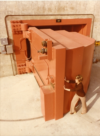 For 35 years, the Energy Department has pursued an all-of-the-above energy strategy â and the critical work done at the National Labs has helped put America at the top of the global clean energy race. This photo from 1979 shows a Lawrence Livermore National Laboratory employee opening the world's heaviest hinged door, which was eight feet thick, nearly twelve feet wide, and weighed 97,000 pounds. A special bearing in the hinge allowed a single person to open or close the concrete-filled door, which was used to shield the Rotating Target Neutron Source-II (RTNS-II) -- the worldâs most intense source of continuous fusion neutrons. Scientists from around the world used it to study the properties of metals and other materials that could be used deep inside fusion power plants envisioned for the next century. | Photo courtesy of Lawrence Livermore National Laboratory. For 35 years, the Energy Department has pursued an all-of-the-above energy strategy â and the critical work done at the National Labs has helped put America at the top of the global clean energy race. This photo from 1979 shows a Lawrence Livermore National Laboratory employee opening the world's heaviest hinged door, which was eight feet thick, nearly twelve feet wide, and weighed 97,000 pounds. A special bearing in the hinge allowed a single person to open or close the concrete-filled door, which was used to shield the Rotating Target Neutron Source-II (RTNS-II) -- the worldâs most intense source of continuous fusion neutrons. Scientists from around the world used it to study the properties of metals and other materials that could be used deep inside fusion power plants envisioned for the next century. | Photo courtesy of Lawrence Livermore National Laboratory.