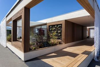 Exterior of the house built by students from Vienna Institute of Technology. | Photo by Jason Flakes, U.S. Department of Energy Solar Decathlon Exterior of the house built by students from Vienna Institute of Technology. | Photo by Jason Flakes, U.S. Department of Energy Solar Decathlon