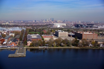 This is the Greater Philadelphia Innovation Cluster located at the Philadelphia Navy Yard, which has 270 buildings that consortium members can use to conduct energy efficiency experiments. The Energy Efficiency Buildings Hub is one of the U.S. Department of Energyâs research centers called Energy Innovation Hubs. | Photo courtesy of EEB Hub This is the Greater Philadelphia Innovation Cluster located at the Philadelphia Navy Yard, which has 270 buildings that consortium members can use to conduct energy efficiency experiments. The Energy Efficiency Buildings Hub is one of the U.S. Department of Energyâs research centers called Energy Innovation Hubs. | Photo courtesy of EEB Hub
