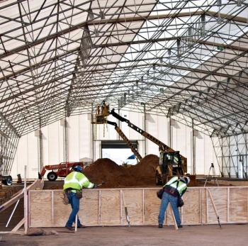 Workers construct a new facility that will help Los Alamos National Laboratory accelerate the shipment of transuranic (TRU) waste to the Waste Isolation Pilot Plant (WIPP) in Carlsbad for permanent disposal. Workers construct a new facility that will help Los Alamos National Laboratory accelerate the shipment of transuranic (TRU) waste to the Waste Isolation Pilot Plant (WIPP) in Carlsbad for permanent disposal.