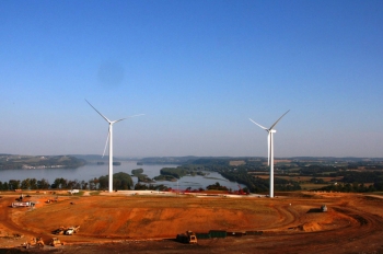 These two General Electric wind turbines, erected in January 2011 on the Frey Farm landfill adjacent to Turkey Hill Dairy's ice cream and sweet iced tea plant in Lancaster County, Penn., are expected to produce 7.5 million kWh of electricity annually. | Photo courtesy of Lancaster County Solid Waste Management Authority. These two General Electric wind turbines, erected in January 2011 on the Frey Farm landfill adjacent to Turkey Hill Dairy's ice cream and sweet iced tea plant in Lancaster County, Penn., are expected to produce 7.5 million kWh of electricity annually. | Photo courtesy of Lancaster County Solid Waste Management Authority.