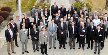 Participants in the EM-led delegation's second workshop gather for a photo at the Hanford site. Participants in the EM-led delegation's second workshop gather for a photo at the Hanford site.