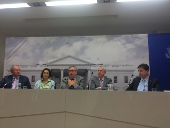 David Forrest (center) joins a panel to discuss âThe Role of Advanced Materials in the Industryâ at Amerikahaus in Austria. Dr. Forrest focused on atomically precise manufacturing and covetic nanomaterials. (Left to right: John Vickers, Associate Director of the Materials and Processes Laboratory at NASA Marshall; Diedre Olynick, Staff Scientist at Lawrence Berkeley National Laboratoryâs Nanofabrication Molecular Foundry; David Forrest, Technology Manager in the Department of Energyâs Advanced Manufacturing Office; Paul Mayerhofer, Dean of Studies at Vienna Technical University; Christian Chimani, Head of Mobility Department at the Austrian Institute of Technology) David Forrest (center) joins a panel to discuss âThe Role of Advanced Materials in the Industryâ at Amerikahaus in Austria. Dr. Forrest focused on atomically precise manufacturing and covetic nanomaterials. (Left to right: John Vickers, Associate Director of the Materials and Processes Laboratory at NASA Marshall; Diedre Olynick, Staff Scientist at Lawrence Berkeley National Laboratoryâs Nanofabrication Molecular Foundry; David Forrest, Technology Manager in the Department of Energyâs Advanced Manufacturing Office; Paul Mayerhofer, Dean of Studies at Vienna Technical University; Christian Chimani, Head of Mobility Department at the Austrian Institute of Technology)