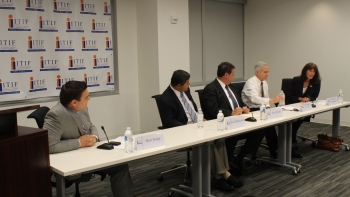 Principal Deputy Director Eric Toone, former ARPA-E Director Arun Majumdar, the Honorable Bart Gordon and IBM Research Senior Director Kathleen Kingscott discuss the future of energy innovation at an ITIF event on August 2. | Energy Department photo. Principal Deputy Director Eric Toone, former ARPA-E Director Arun Majumdar, the Honorable Bart Gordon and IBM Research Senior Director Kathleen Kingscott discuss the future of energy innovation at an ITIF event on August 2. | Energy Department photo.