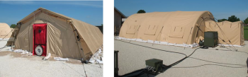 NREL monitoredâand used EnergyPlus to modelâthese two soft-sided shelters to understand the impacts of shelter configuration and operation on energy consumption.<br />Credit: National Renewable Energy Laboratory NREL monitoredâand used EnergyPlus to modelâthese two soft-sided shelters to understand the impacts of shelter configuration and operation on energy consumption.<br />Credit: National Renewable Energy Laboratory