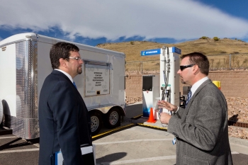 Keith Wipke of NREL discusses NRELâs new hydrogen station and the HyStEP device being used to test it with David Friedman, Deputy Assistant Secretary of Energy Efficiency and Renewable Energy at the DOE. | Photo courtesy of NREL Keith Wipke of NREL discusses NRELâs new hydrogen station and the HyStEP device being used to test it with David Friedman, Deputy Assistant Secretary of Energy Efficiency and Renewable Energy at the DOE. | Photo courtesy of NREL