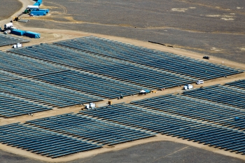The California Valley Solar Ranch produces clean, renewable electricity at the scale of traditional power plants. | Photo courtesy of SunPower. The California Valley Solar Ranch produces clean, renewable electricity at the scale of traditional power plants. | Photo courtesy of SunPower.
