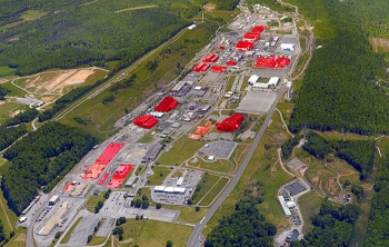 Excess facilities at Oak Ridge's Y-12 National Security Complex are marked in red. Excess facilities at Oak Ridge's Y-12 National Security Complex are marked in red.