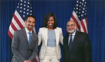 First Lady Michelle Obama and representatives of the fuel cell company, PDC Machines. The April event announced new private-sector commitments to train or hire 90,000 veterans and military spouses through the Joining Forces Initiative. Two Fuel Cell Technologies Office-supported companies were acknowledged for their commitment to these efforts. | Photo courtesy of the White House First Lady Michelle Obama and representatives of the fuel cell company, PDC Machines. The April event announced new private-sector commitments to train or hire 90,000 veterans and military spouses through the Joining Forces Initiative. Two Fuel Cell Technologies Office-supported companies were acknowledged for their commitment to these efforts. | Photo courtesy of the White House