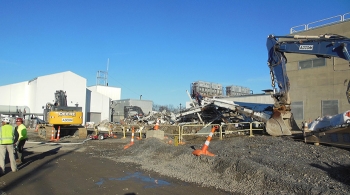 Building G2 after demolition. Building G2 after demolition.
