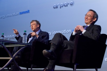 Secretary of Energy Steven Chu and Bill Gates, Chairman of Microsoft Corporation, hold a "fireside chat" at the 2012 ARPA-E Energy Innovation Summit. | Photo by Quentin Kruger. Secretary of Energy Steven Chu and Bill Gates, Chairman of Microsoft Corporation, hold a "fireside chat" at the 2012 ARPA-E Energy Innovation Summit. | Photo by Quentin Kruger.