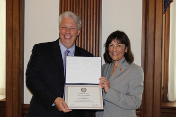 Former army intelligence officer Ronald J. (R.J.) McIntosh receives a Certificate of Special Congressional Recognition from Rep. Suzan DelBene of Washington. | McIntosh interned at the Energy Department's Federal Energy Management Program and the Department of Veteran Affairs. | Photo courtesy of Rep. Suzan DelBeneâs office. Former army intelligence officer Ronald J. (R.J.) McIntosh receives a Certificate of Special Congressional Recognition from Rep. Suzan DelBene of Washington. | McIntosh interned at the Energy Department's Federal Energy Management Program and the Department of Veteran Affairs. | Photo courtesy of Rep. Suzan DelBeneâs office.