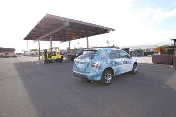 A fuel cell electric vehicle (FCEV) in Hawaii. Engineers from Idaho National Laboratory and National Renewable Energy Laboratory identified a new way to launch economically viable hydrogen fueling stations for FCEVs in Honolulu. | Photo by Michael Penev, National Renewable Energy Laboratory A fuel cell electric vehicle (FCEV) in Hawaii. Engineers from Idaho National Laboratory and National Renewable Energy Laboratory identified a new way to launch economically viable hydrogen fueling stations for FCEVs in Honolulu. | Photo by Michael Penev, National Renewable Energy Laboratory