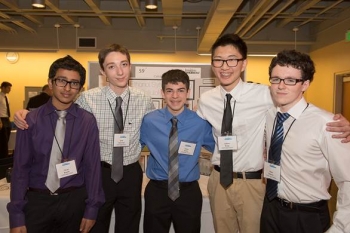 Imagine Tomorrow participants Pavan Kumar (from left), Isaak Nanneman, Ethan Perrin, Andrew Wang and Oisin Doherty were selected by the Bioenergy Technologies Office to present their idea at the Biomass 2014 conference next month. The student team from Redmond, Washington, was chosen for their idea on how to help the nation transition to renewable forms of energy using cellulosic ethanol. | Energy Department photo Imagine Tomorrow participants Pavan Kumar (from left), Isaak Nanneman, Ethan Perrin, Andrew Wang and Oisin Doherty were selected by the Bioenergy Technologies Office to present their idea at the Biomass 2014 conference next month. The student team from Redmond, Washington, was chosen for their idea on how to help the nation transition to renewable forms of energy using cellulosic ethanol. | Energy Department photo