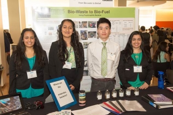 Jyoti Bodas (from left), Simreet Dhatiwal, Honson Ling and Aarti Bodas from Thomas Jefferson High School in Lakeland North, Washington, were named alternate selections to present at the Biomass 2014 for their idea on converting bio-waste to bio-fuel. | Energy Department photo
Jyoti Bodas (from left), Simreet Dhatiwal, Honson Ling and Aarti Bodas from Thomas Jefferson High School in Lakeland North, Washington, were named alternate selections to present at the Biomass 2014 for their idea on converting bio-waste to bio-fuel. | Energy Department photo