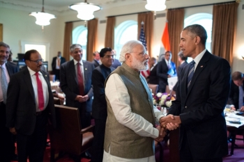 President Barack Obama and Prime Minister Narendra Modi of India talk after a working lunch in the Cabinet Room of the White House, June 7, 2016. (Official White House Photo by Pete Souza)
President Barack Obama and Prime Minister Narendra Modi of India talk after a working lunch in the Cabinet Room of the White House, June 7, 2016. (Official White House Photo by Pete Souza)