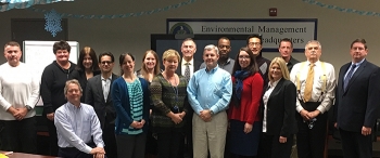 Instructors and participants in EMâs 100th safety culture training class, left to right: Jose Christian, National Nuclear Security Administration (NNSA); Lynn Maestas, NNSA; Rock Aker (kneeling), Office of Science (instructor); Jessica Arcidiacono, NNSA; Shahram Ghasemian, Office of Hearing and Appeals; Kristen Ellis, EM; Jennifer Kline, NNSA; Robin Warren, NNSA; Bart Barnhart, EM; Patrick Rhoades, NNSA; Gregory Hatchett, NNSA; Jessica Kunkle, NNSA; Benjamin Wang, NNSA; Julie Goeckner, EM (instructor); Dan Schwendenman, NNSA; Jeff Underwood, NNSA; and Gregory Sosson, EM (instructor). Not pictured: Kevin Dressman, Office of Enterprise Assessments; and Patrick Rhoads, NNSA. Instructors and participants in EMâs 100th safety culture training class, left to right: Jose Christian, National Nuclear Security Administration (NNSA); Lynn Maestas, NNSA; Rock Aker (kneeling), Office of Science (instructor); Jessica Arcidiacono, NNSA; Shahram Ghasemian, Office of Hearing and Appeals; Kristen Ellis, EM; Jennifer Kline, NNSA; Robin Warren, NNSA; Bart Barnhart, EM; Patrick Rhoades, NNSA; Gregory Hatchett, NNSA; Jessica Kunkle, NNSA; Benjamin Wang, NNSA; Julie Goeckner, EM (instructor); Dan Schwendenman, NNSA; Jeff Underwood, NNSA; and Gregory Sosson, EM (instructor). Not pictured: Kevin Dressman, Office of Enterprise Assessments; and Patrick Rhoads, NNSA.