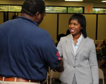 Karl Fraiser, a member of the Savannah River Special Emphasis Planning Committee, meets with Dot Harris at the siteâs Womenâs Equality Day Celebration. | Photo by Rob Davis, Savannah River Site.
Karl Fraiser, a member of the Savannah River Special Emphasis Planning Committee, meets with Dot Harris at the siteâs Womenâs Equality Day Celebration. | Photo by Rob Davis, Savannah River Site.