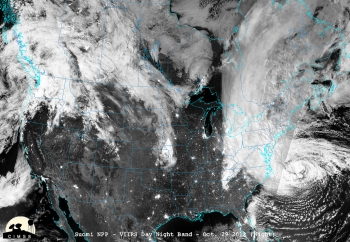 Hurricane Sandy -- shown here via satellite on the night of November 2, 2012 -- was the first real test of EAGLE-I's capabilities | Photo courtesy of CIMSS/University Wisconsin-Madison/NASA/NOAA. Hurricane Sandy -- shown here via satellite on the night of November 2, 2012 -- was the first real test of EAGLE-I's capabilities | Photo courtesy of CIMSS/University Wisconsin-Madison/NASA/NOAA.