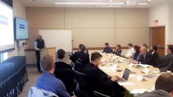 Sanjiv Speaks during Keynote -- CEIC Director and LINKS participants at SLAC National Accelerator Laboratory (credit DOE). Sanjiv Speaks during Keynote -- CEIC Director and LINKS participants at SLAC National Accelerator Laboratory (credit DOE).