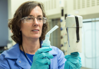 Linda Lewis takes a materials science approach to forensics research at Oak Ridge National Laboratory. | Photo courtesy of Oak Ridge National Laboratory. Linda Lewis takes a materials science approach to forensics research at Oak Ridge National Laboratory. | Photo courtesy of Oak Ridge National Laboratory.
