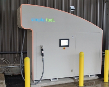 SimpleFuel's home-scale refueling appliance can provide a 1-kilogram fillâenough fuel to travel approximately 60-70 milesâto vehicles in 15 minutes or less at the required pressure to fully fill hydrogen storage tanks onboard the FCEV (700 bar) using hydrogen produced via electrolysis, a method of producing hydrogen from electricity. Photo Courtesy | SimpleFuel SimpleFuel's home-scale refueling appliance can provide a 1-kilogram fillâenough fuel to travel approximately 60-70 milesâto vehicles in 15 minutes or less at the required pressure to fully fill hydrogen storage tanks onboard the FCEV (700 bar) using hydrogen produced via electrolysis, a method of producing hydrogen from electricity. Photo Courtesy | SimpleFuel