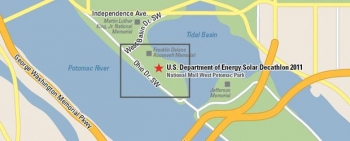 Location of U.S. Department of Energy's 2011 Solar Decathlon at the National Mall's West Potomac Park in Washington, D.C.
Location of U.S. Department of Energy's 2011 Solar Decathlon at the National Mall's West Potomac Park in Washington, D.C.
