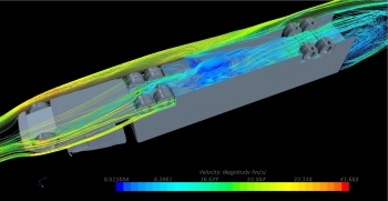 Tractor belly pan helps to improve under-body flow. Tractor belly pan helps to improve under-body flow.