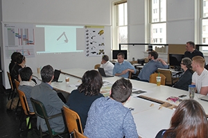 University of Kentucky students and faculty view a video by UK College of Design students that envisions future cleanup strategies to be considered for EMâs Paducah Site. University of Kentucky students and faculty view a video by UK College of Design students that envisions future cleanup strategies to be considered for EMâs Paducah Site.