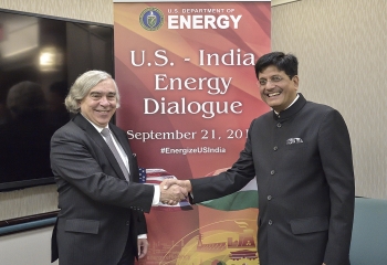 Yesterday, Energy Secretary Ernest Moniz (left) and Indian Minister of State with Independent Charge for Power, Coal, and New and Renewable Energy Piyush Goyal (right) co-chaired the U.S.-India Energy Dialogue here in Washington, DC. (Photo credit Charles Watkins/DOE.) Yesterday, Energy Secretary Ernest Moniz (left) and Indian Minister of State with Independent Charge for Power, Coal, and New and Renewable Energy Piyush Goyal (right) co-chaired the U.S.-India Energy Dialogue here in Washington, DC. (Photo credit Charles Watkins/DOE.)