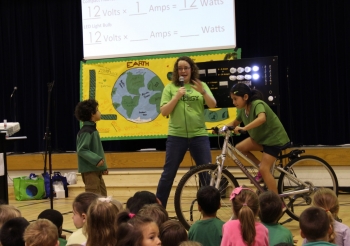 In celebration of Earth Day in April, elementary school students at Churchill Road Elementary School in McLean, Virginia, learned about energy literacy by riding the Energy Departmentâs energy bike. The bike enabled students to pedal for power and experience the difference in physical effort necessary to power incandescent, compact fluorescent, and LED lighting. This lesson highlighted Energy Principle 4, which states that various sources of energy can be used to power human activities, and often this energy must be transferred from source to destination. <a href="http://www.energyliteracyprinciples.org/">Check out energyliteracyprinciples.org</a> for more Energy Literacy lessons and activities. | <em>Photo courtesy of Churchill Road Elementary School </em> In celebration of Earth Day in April, elementary school students at Churchill Road Elementary School in McLean, Virginia, learned about energy literacy by riding the Energy Departmentâs energy bike. The bike enabled students to pedal for power and experience the difference in physical effort necessary to power incandescent, compact fluorescent, and LED lighting. This lesson highlighted Energy Principle 4, which states that various sources of energy can be used to power human activities, and often this energy must be transferred from source to destination. <a href="http://www.energyliteracyprinciples.org/">Check out energyliteracyprinciples.org</a> for more Energy Literacy lessons and activities. | <em>Photo courtesy of Churchill Road Elementary School </em>