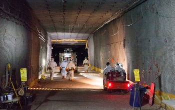 Workers move waste for emplacement underground at WIPP on Jan. 4. Workers move waste for emplacement underground at WIPP on Jan. 4.