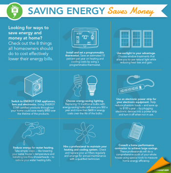 Looking for ways to save energy? Check out these tips that every homeowner should try. | Infographic by Sarah Gerrity, Energy Department. Tips updated January 2, 2014. Looking for ways to save energy? Check out these tips that every homeowner should try. | Infographic by Sarah Gerrity, Energy Department. Tips updated January 2, 2014.