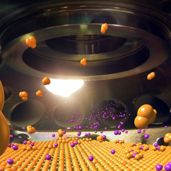 This composite image offers a glimpse inside the custom system Brookhaven scientists used to create samples of materials that may pave the way for high-temperature superconductors. | Image courtesy of Brookhaven National Lab. This composite image offers a glimpse inside the custom system Brookhaven scientists used to create samples of materials that may pave the way for high-temperature superconductors. | Image courtesy of Brookhaven National Lab.