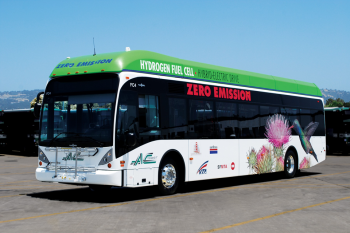 Zero Emission Bay Area (ZEBA) -- a group of regional transit agencies in Northern California -- operates twelve, zero-emission, fuel cell buses in real-world service throughout the Bay Areaâs diverse communities and landscapes. | Photo courtesy of Leslie Eudy, NREL. Zero Emission Bay Area (ZEBA) -- a group of regional transit agencies in Northern California -- operates twelve, zero-emission, fuel cell buses in real-world service throughout the Bay Areaâs diverse communities and landscapes. | Photo courtesy of Leslie Eudy, NREL.