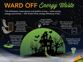 This Halloween, keep energy vampires at bay -- while saving energy and money -- with these home energy efficiency tricks. | Infographic by Sarah Gerrity, Energy Department This Halloween, keep energy vampires at bay -- while saving energy and money -- with these home energy efficiency tricks. | Infographic by Sarah Gerrity, Energy Department