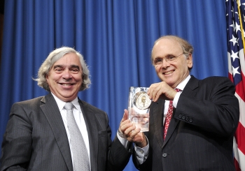 Secretary Moniz presents the first ever James Schlesinger Medal for Energy Security to Dr. Daniel Yergin. | Photo Courtesy of the Energy Department. Secretary Moniz presents the first ever James Schlesinger Medal for Energy Security to Dr. Daniel Yergin. | Photo Courtesy of the Energy Department.