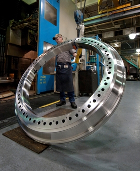 Some of Timkenâs bearings are so large that a small car could conceivably drive through the center. | Photo courtesy of The Timken Company Some of Timkenâs bearings are so large that a small car could conceivably drive through the center. | Photo courtesy of The Timken Company
