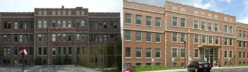 Before (left) and after photo of historic Wunder Hall, where Milwaukee's Forest County Potawatomi Community completed a major energy upgrade project. The building now serves as the tribe's economic development center. | Courtesy of Forest County Potawatomi Community Before (left) and after photo of historic Wunder Hall, where Milwaukee's Forest County Potawatomi Community completed a major energy upgrade project. The building now serves as the tribe's economic development center. | Courtesy of Forest County Potawatomi Community
