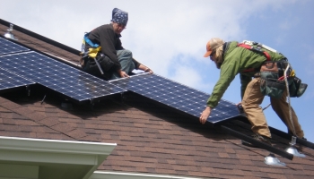 You can make your own electricity by installing a small solar electric (photovoltaic) system at your home. | Photo courtesy of Susan Bilo/NREL. You can make your own electricity by installing a small solar electric (photovoltaic) system at your home. | Photo courtesy of Susan Bilo/NREL.